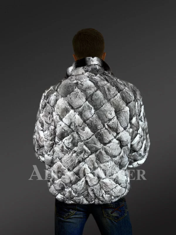 Men's Real Chinchilla Fur Bomber Jacket - Image 7