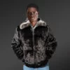 Men Mink Fur Bomber Coat with Chinchilla Collar