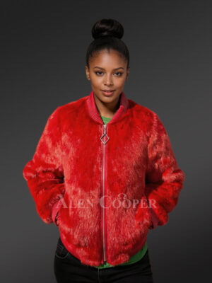 Mink Bomber for Women in Red Is Appealing and Attractive With a Touch of Luxury
