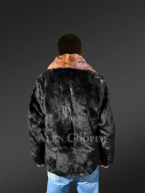 Men’s Mink Fur Bomber Coat with Double Mink Collar - Image 6