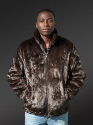Mink Fur Classic Bomber Jacket for Men is a Timeless Classic Winter Wardrobe
