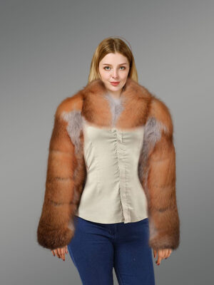 Full Skin Fox Fur Collar and Sleeve
