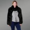 Full Skin Fox Fur Collar and Sleeve Black