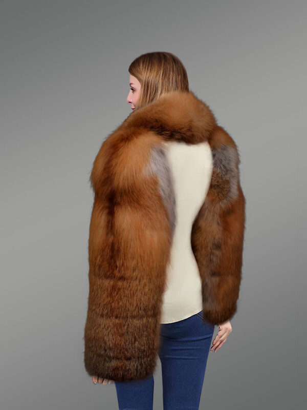 Red Fox Fur Sleeves with Scarf cum stole for Women - Image 4