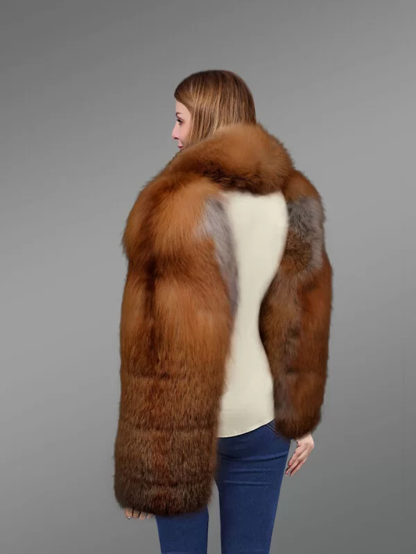 Red Fox Fur Sleeves with Scarf cum stole for Women - Image 4