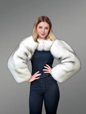 Full Skin Fox Fur Collar and Sleeve in White