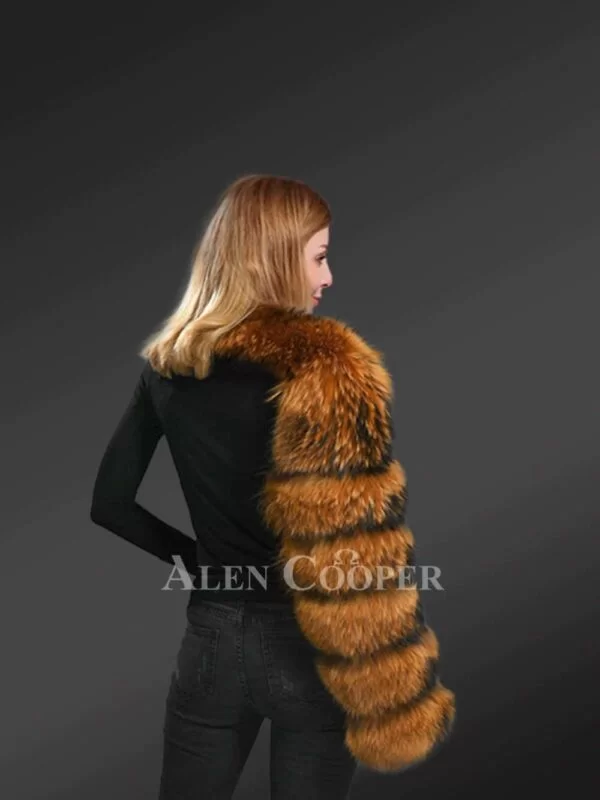 Raccoon’s One Arm Fur Sleeve with Collar for Women - Image 3