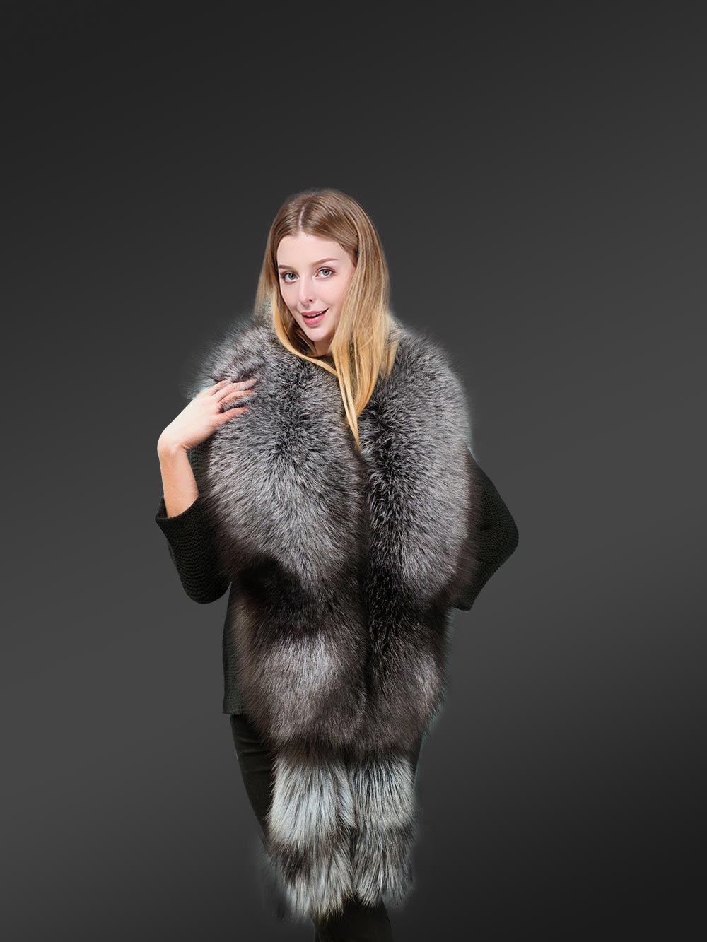 Stylish Fox Fur Boa for Women with Detachable Tail