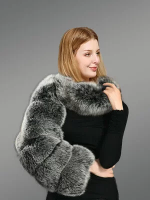 Fox Fur One Arm Sleeve with Neck Wrap for Women