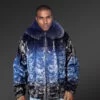 Men Mink Bomber Coat Navy Dual Color