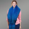 Real Fox Fur Collar Scarf in Blue