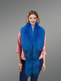 Fox Fur Stylish Scarf with Hat and Wristband