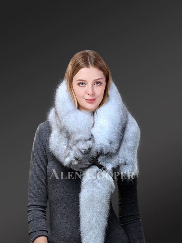 Women’s Real Frost Fox Fur Collar Scarf - Image 3