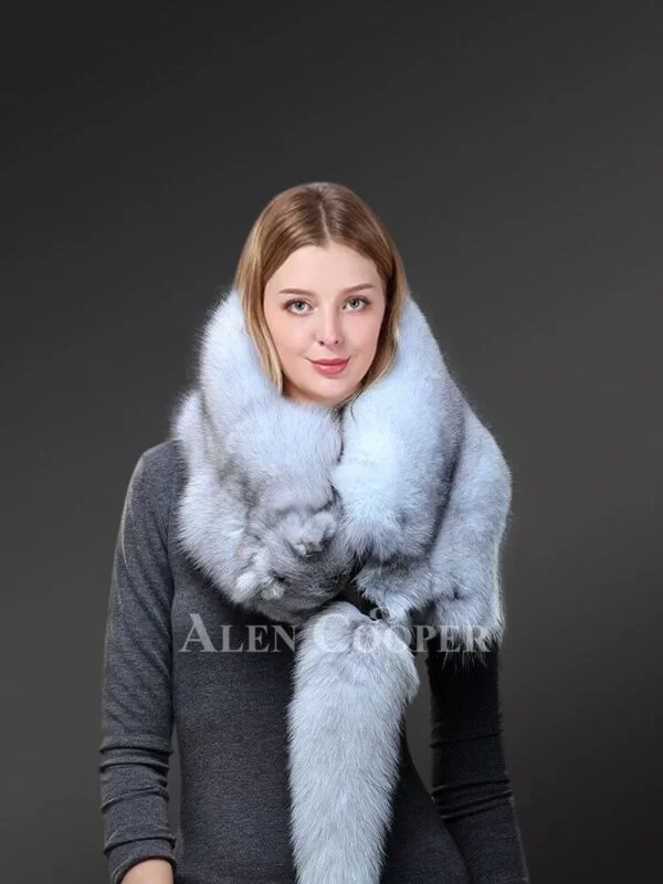 Women’s Real Frost Fox Fur Collar Scarf - Image 3