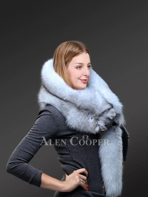 Women’s Real Frost Fox Fur Collar Scarf - Image 4
