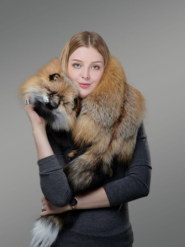 Women’s Real Red Fox Fur Collar Scarf - Image 3