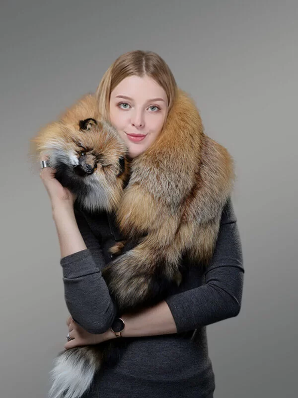 Women’s Real Red Fox Fur Collar Scarf - Image 3