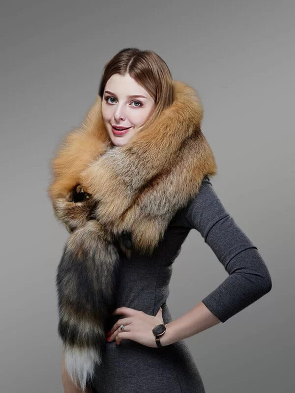 Women’s Real Red Fox Fur Collar Scarf - Image 4