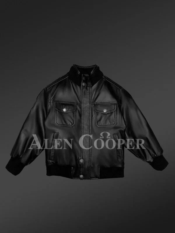 Kids’ Black Moto Leather Jacket - Image 2