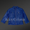 Navy Blue Moto Leather Jacket