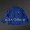Navy Blue Moto Leather Jacket
