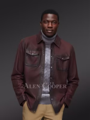 Mens Leather Dress Shirt in Brown – Step Out Looking Suave