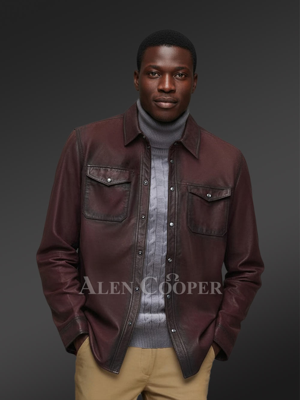 Mens Leather Dress Shirt in Brown – Step Out Looking Suave