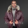 Men’s Puffy Leather Bomber Jacket