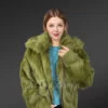 Rabbit Fur Bomber coat with Hood