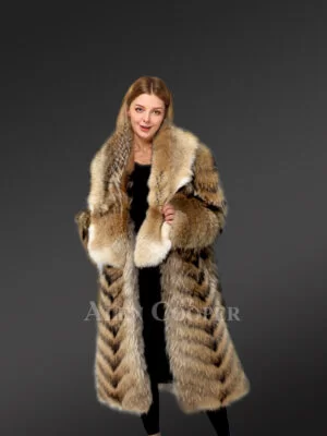 Women Raccoon fur Long Coat