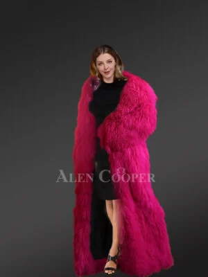 Mongolian Wool Shearling Long Coat Front view