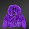 Purple Rabbit Fur Bomber Jacket