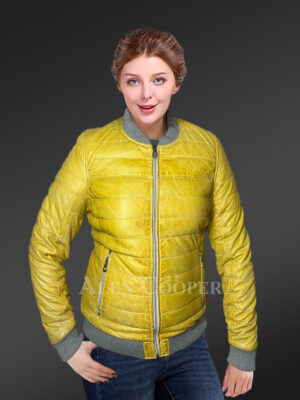 Down Leather Bomber Jacket- A Jazzy Outerwear for Women