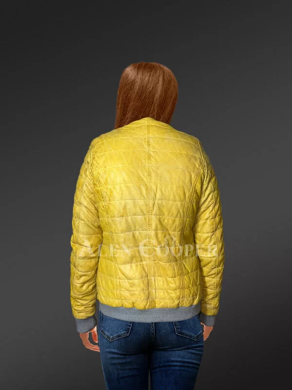 Down Leather Bomber Jacket- A Jazzy Outerwear for Women - Image 5