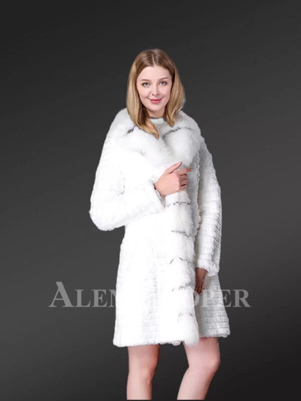 Rabbit Fur Mid Length Coat - Image 4