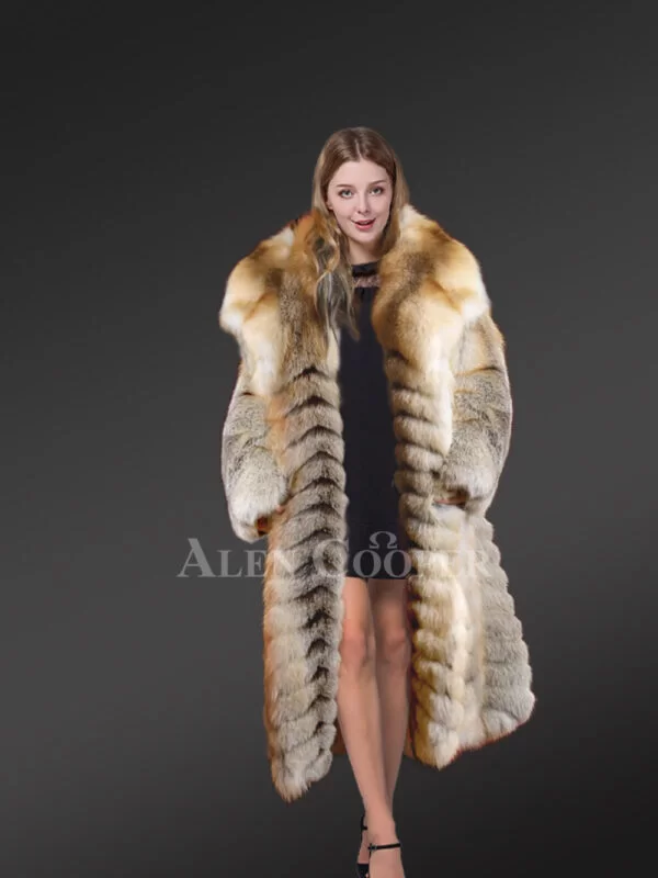 Golden Fox Fur Long Coat - Image 4