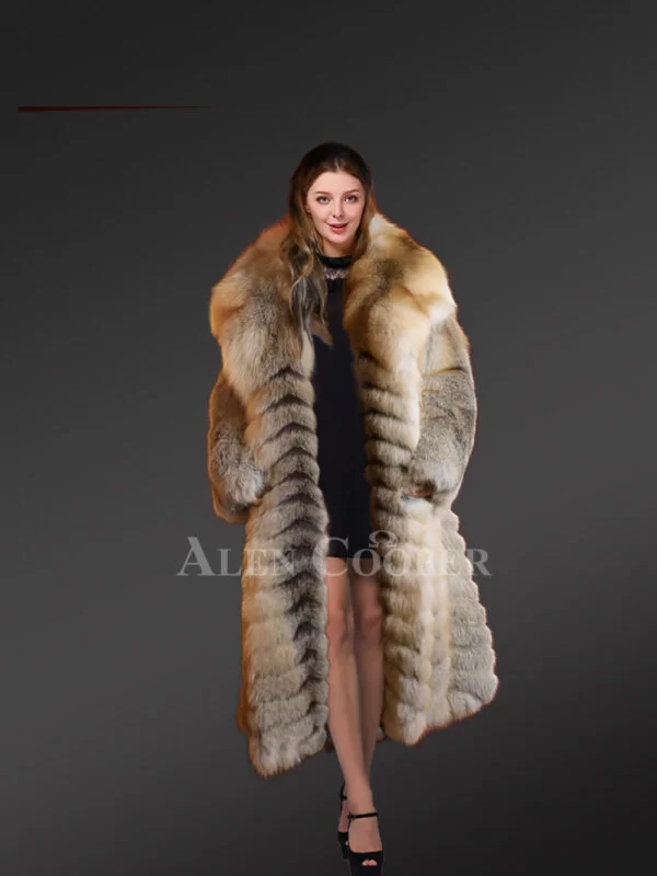 Golden Fox Fur Long Coat - Image 2