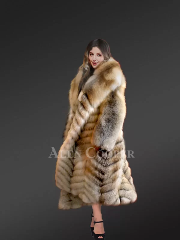 Golden Fox Fur Long Coat - Image 8