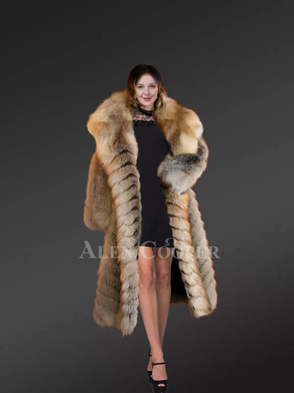 Golden Fox Fur Long Coat - Image 7