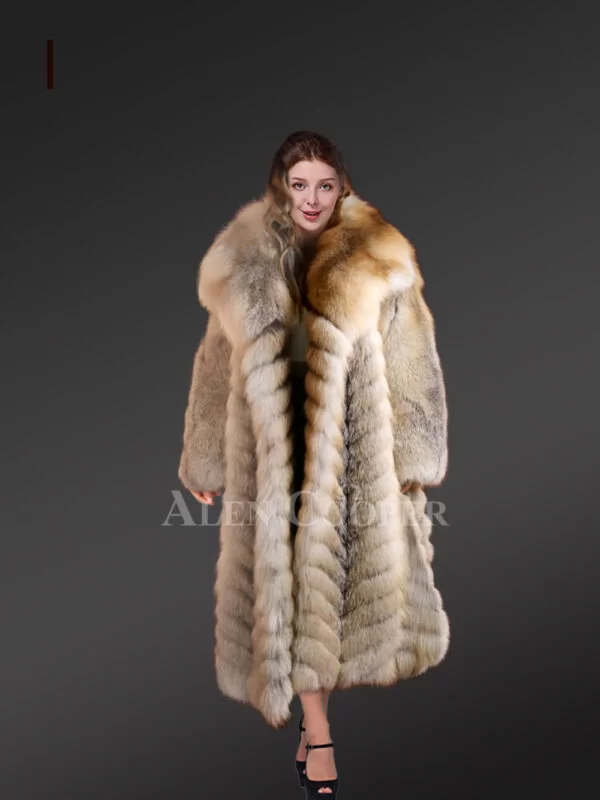 Golden Fox Fur Long Coat - Image 6