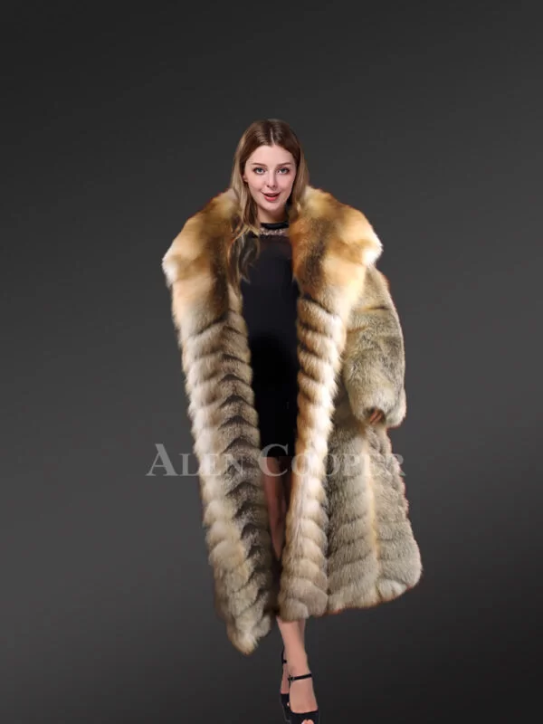 Golden Fox Fur Long Coat - Image 5
