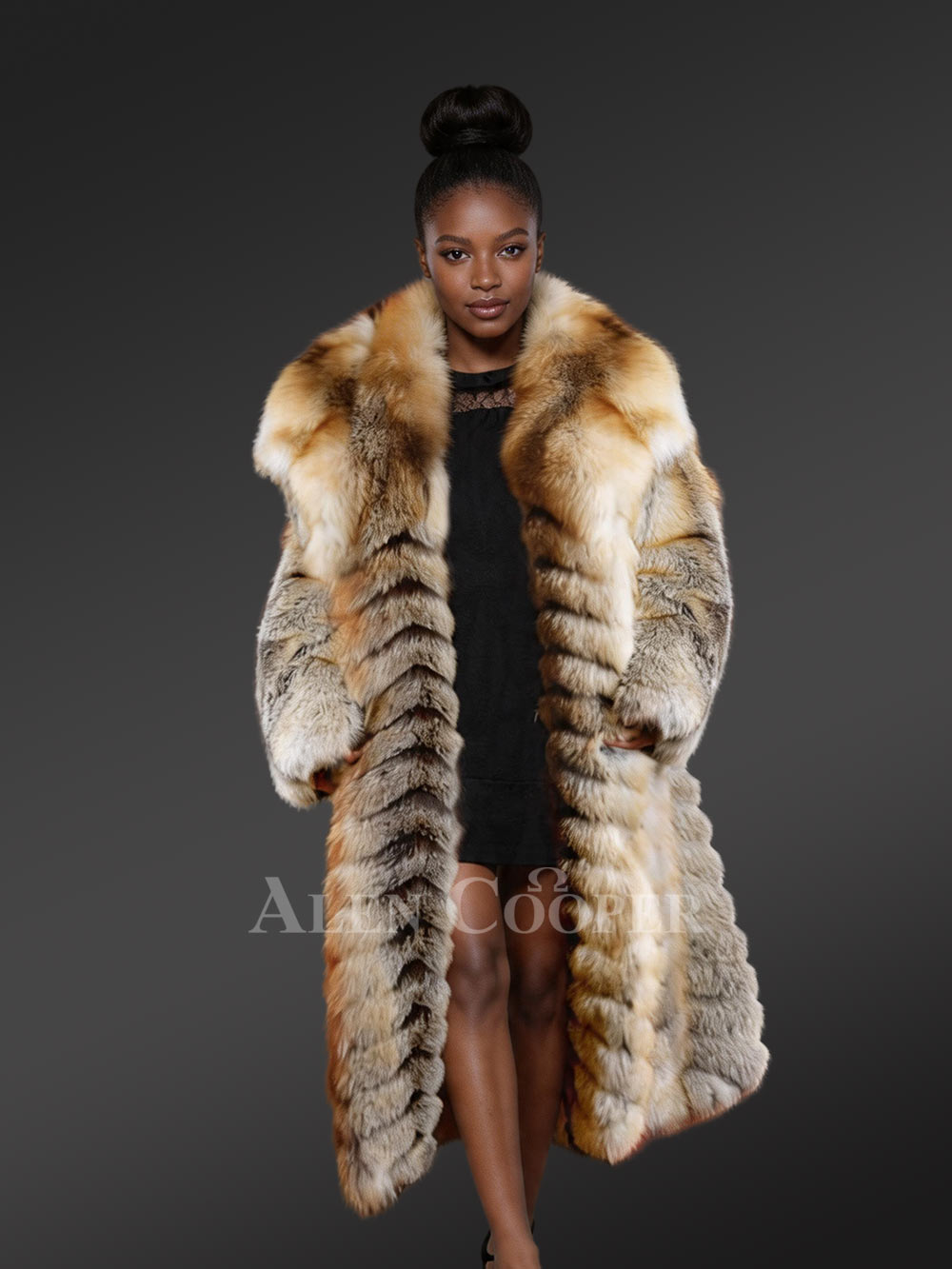 Golden Fox ブラウン 毛皮 ロングコート Golden Fox Fur Long Coat