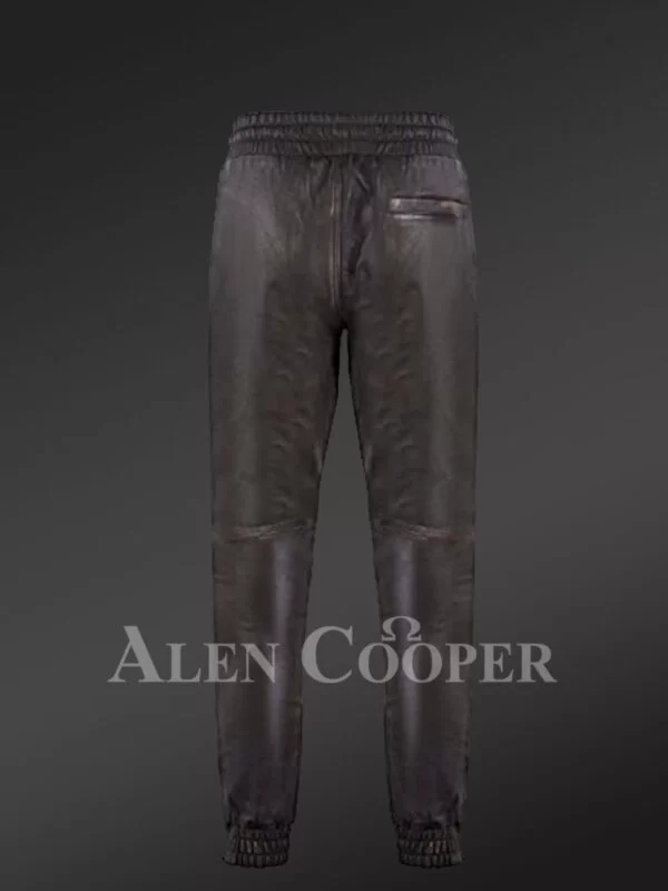 Men’s Authentic Leather Joggers in Coffee - Image 2