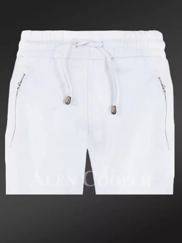 Leather Joggers in White - Image 4