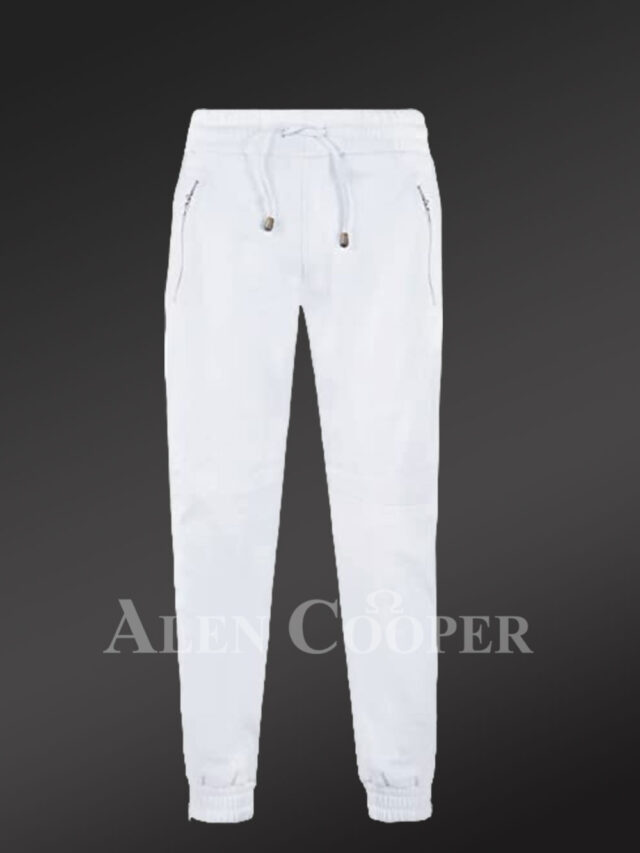 Leather Joggers in White