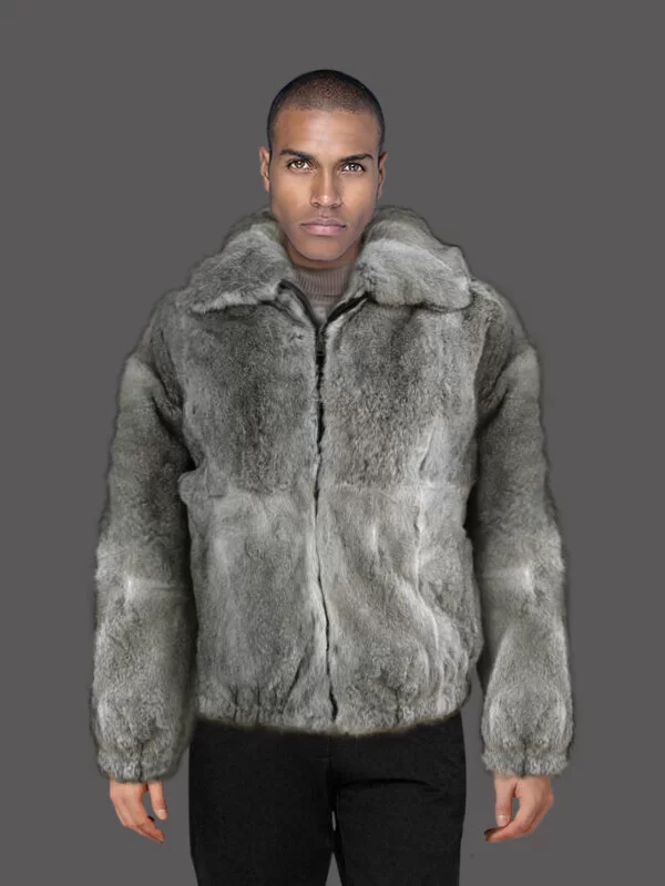 Hare Fur Men Bomber Jacket with a Comfy Snug Fit - Image 2