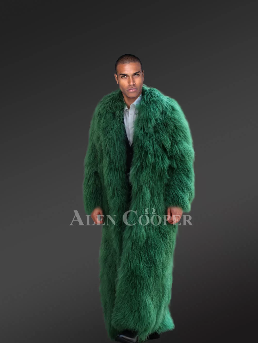 Men's Long Mongolian Fur Coat