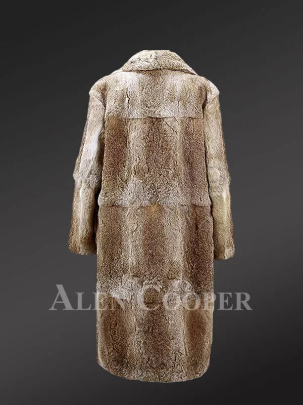 Men’s double breasted Natural Rabbit Fur Long Coat - Image 7