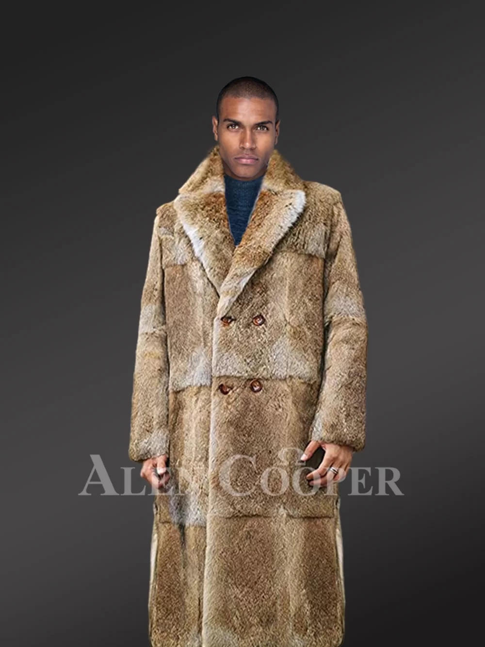Full length rabbit fur coat sale