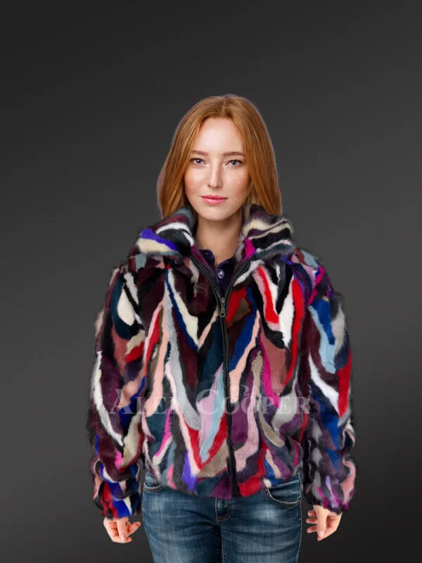 Multicolor Mink Fur Jacket For Women